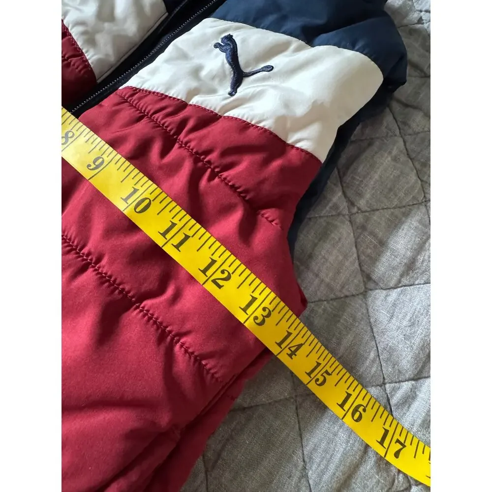 Puma Kids Puffer Red White & Blue Quilted Zip Vest Size 6